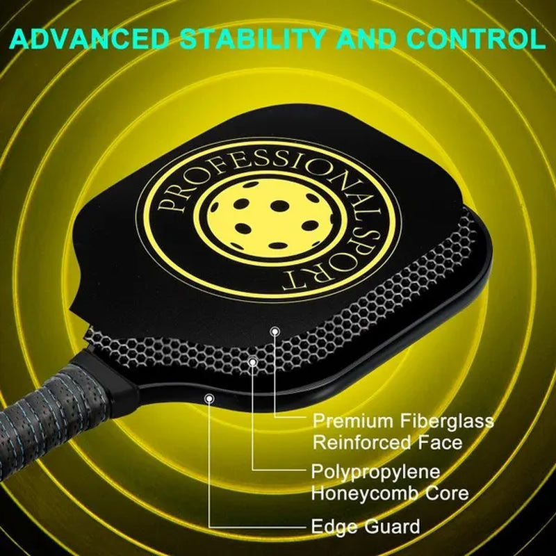 Pickleball Paddles Set of 2, USA Pickleball Approved(Usapa), Composite Graphite Carbon and Fiberglass Face Pickleball Paddles Set