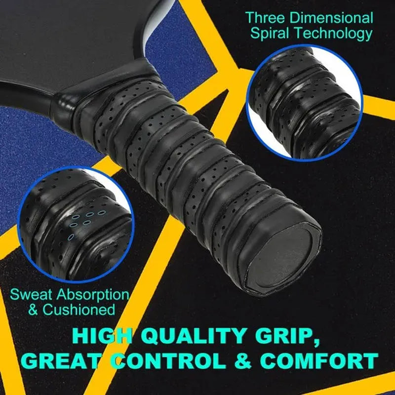 Pickleball Paddles Set, Light Fiberglass Pickleball Set Black Green