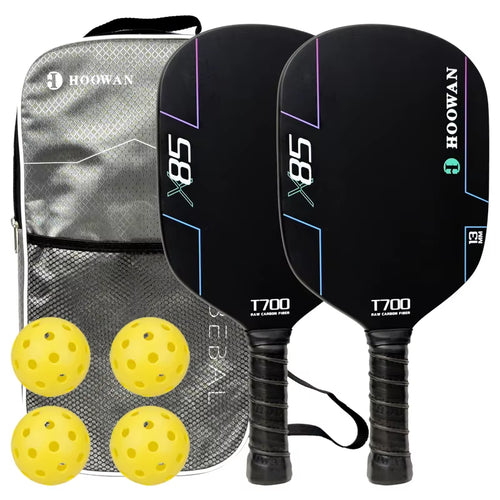 Full Carbon Pickleball Paddle 4-Ply T700 Carbon Fiber Grit Surface Thermoformed Pickle Ball Racket 13MM Polymer Honeycomb Core