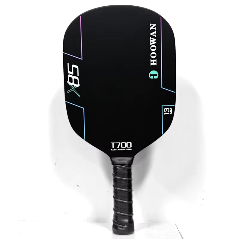 Full Carbon Pickleball Paddle 4-Ply T700 Carbon Fiber Grit Surface Thermoformed Pickle Ball Racket 13MM Polymer Honeycomb Core