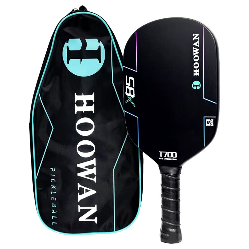 Full Carbon Pickleball Paddle 4-Ply T700 Carbon Fiber Grit Surface Thermoformed Pickle Ball Racket 13MM Polymer Honeycomb Core