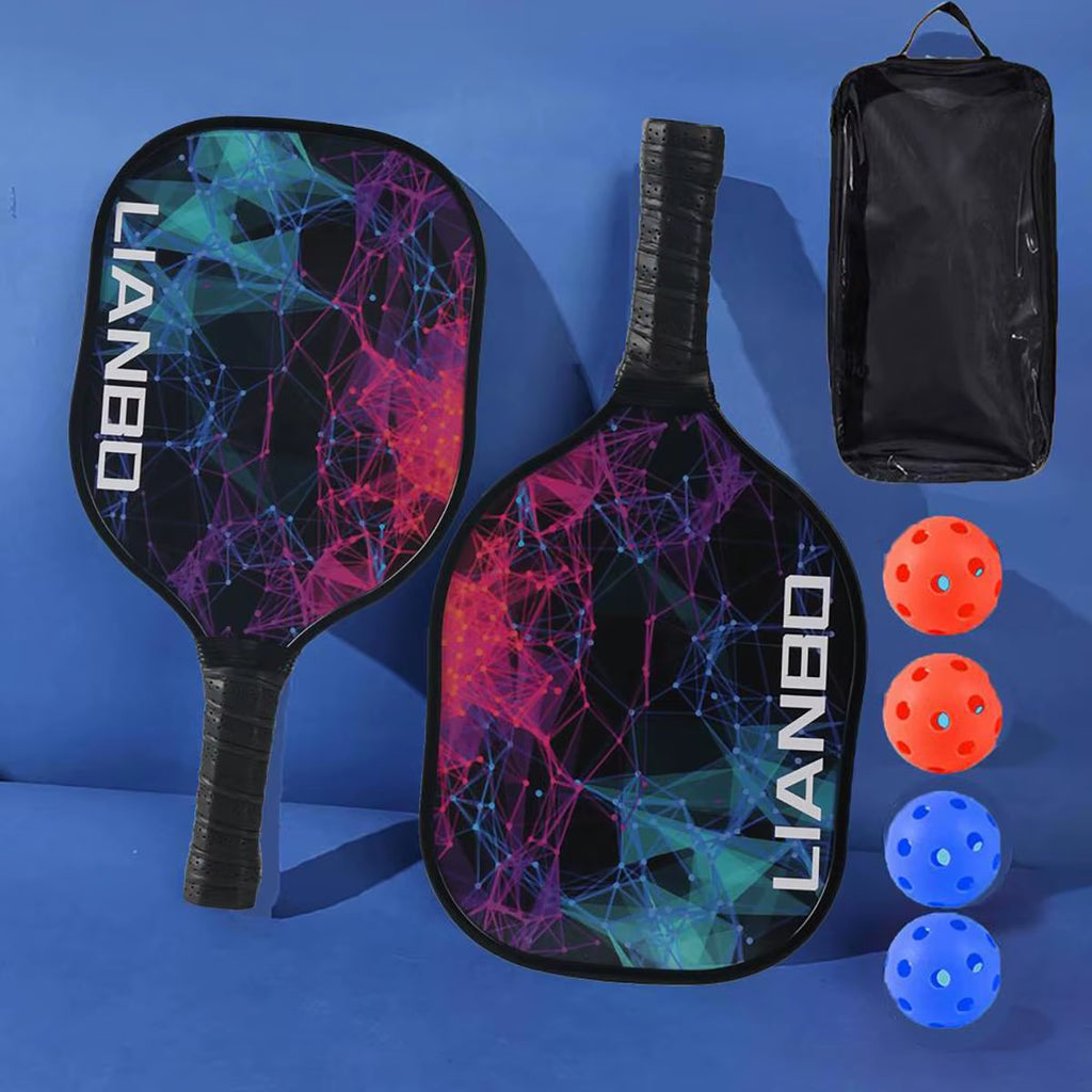 Pickleball Rackets Set Pickleball Paddle Set of 2 Rackets & 4 Pickleballs Balls Beach Tennis Pickleball Racquet Lightweight