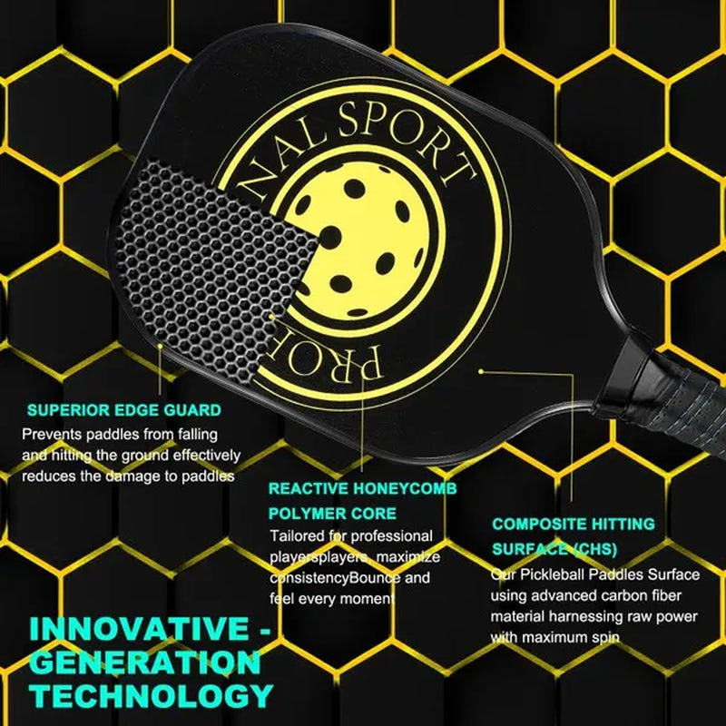 Pickleball Paddles Set of 2, USA Pickleball Approved(Usapa), Composite Graphite Carbon and Fiberglass Face Pickleball Paddles Set