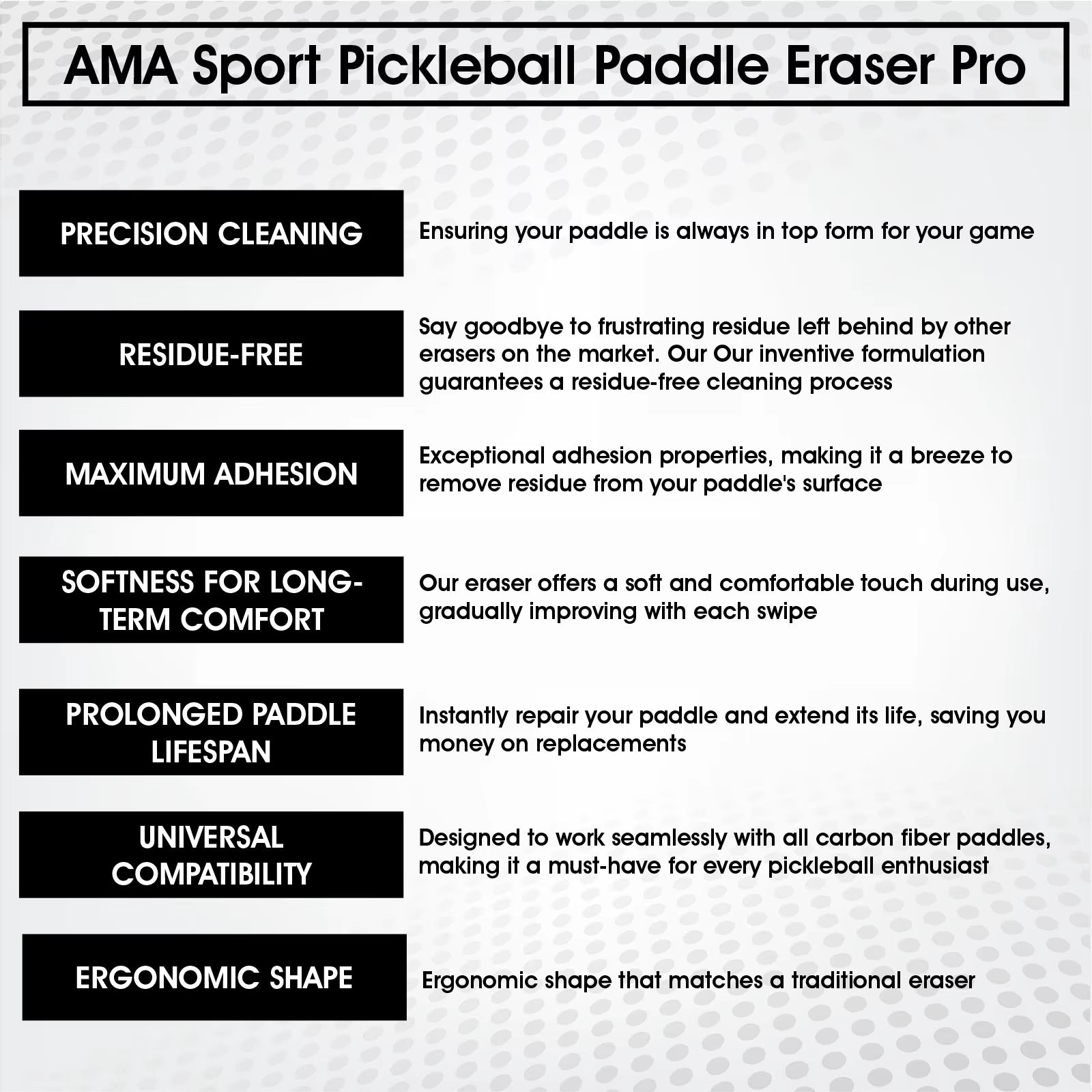 AMASPORT Pickleball Paddle Eraser Rubber Cleaner Erase Stain & Scratche Durable Effective Cleaning Pickleball Racket Accessories
