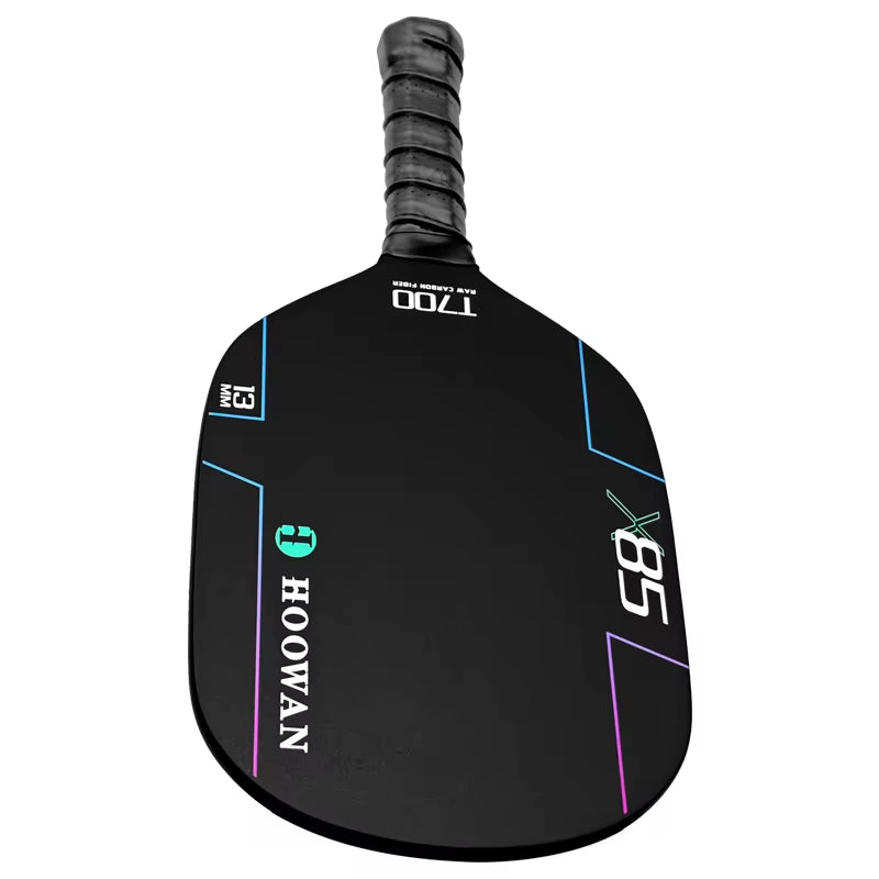 Full Carbon Pickleball Paddle 4-Ply T700 Carbon Fiber Grit Surface Thermoformed Pickle Ball Racket 13MM Polymer Honeycomb Core