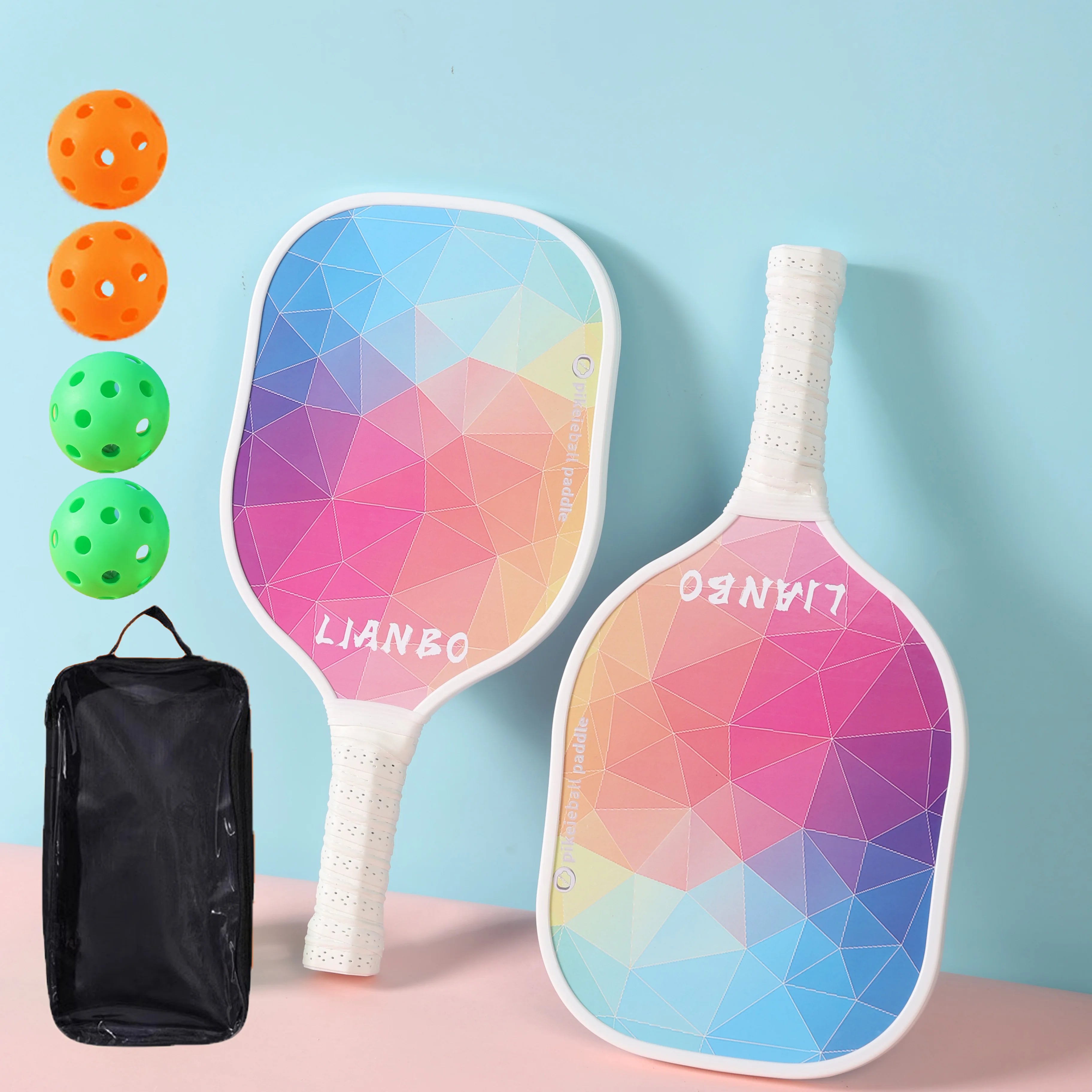 Pickleball Rackets Set Pickleball Paddle Set of 2 Rackets & 4 Pickleballs Balls Beach Tennis Pickleball Racquet Lightweight