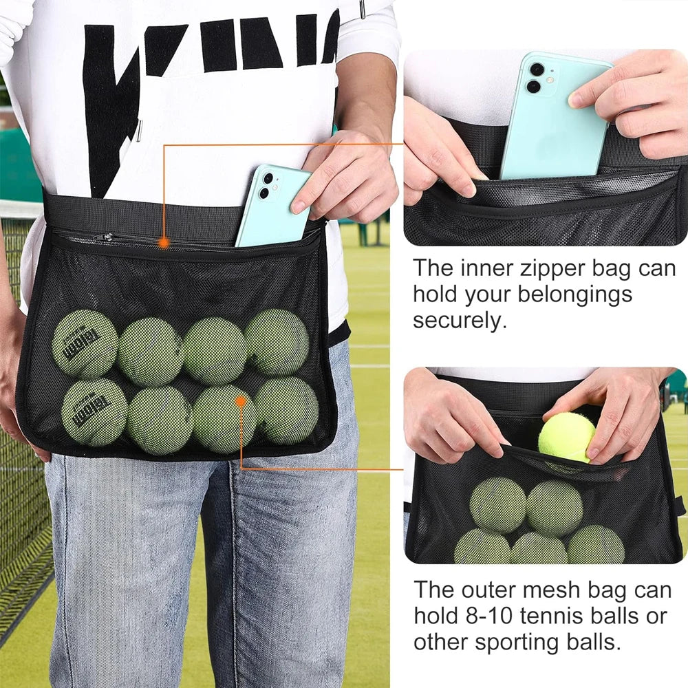 Tennis Ball Holder, Pickleball Ball Wasit Pouch for Women Men Holding 8 Tennis or Pickleball Balls,Tennis & Pickleball Accessory