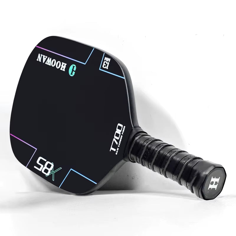 Full Carbon Pickleball Paddle 4-Ply T700 Carbon Fiber Grit Surface Thermoformed Pickle Ball Racket 13MM Polymer Honeycomb Core